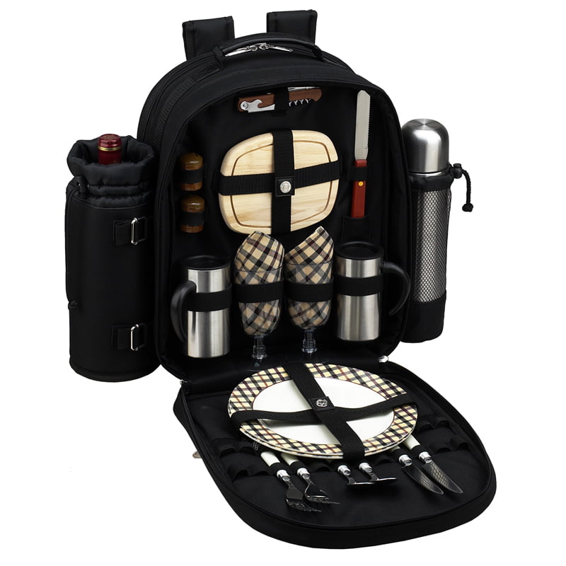 Deluxe Equipped 2 Person Picnic Backpack- London Plaid