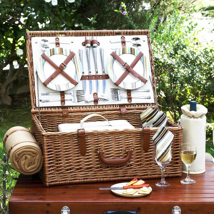 Dorset Picnic Basket for Four with Blanket – Santa Cruz