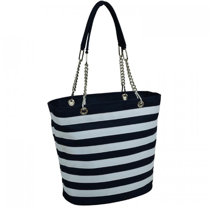 Insulated Fashion Cooler Bag – 22 Can Tote  – Blue Stripe
