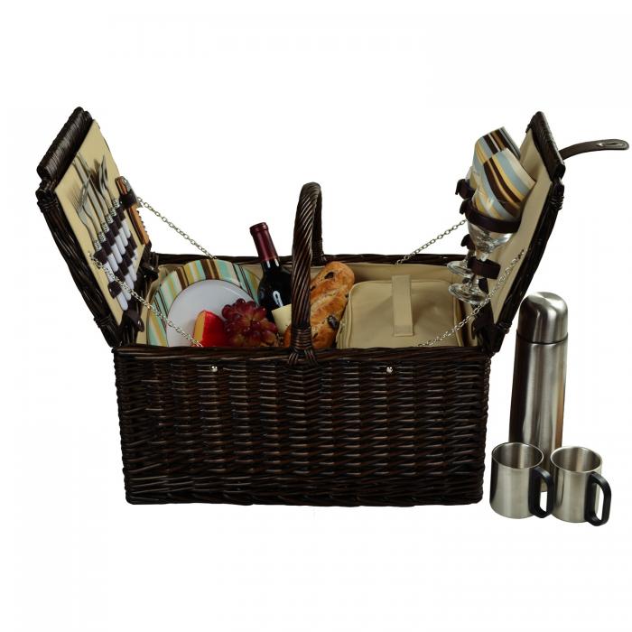 Surrey Willow Picnic Basket with Service for 2 with Coffee Set – Santa Cruz