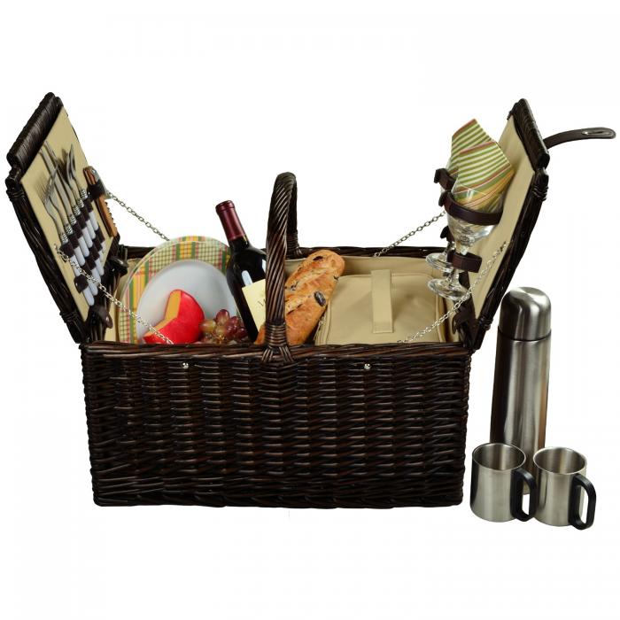 Surrey Willow Picnic Basket with Service for 2 with Coffee Set – Hamptons