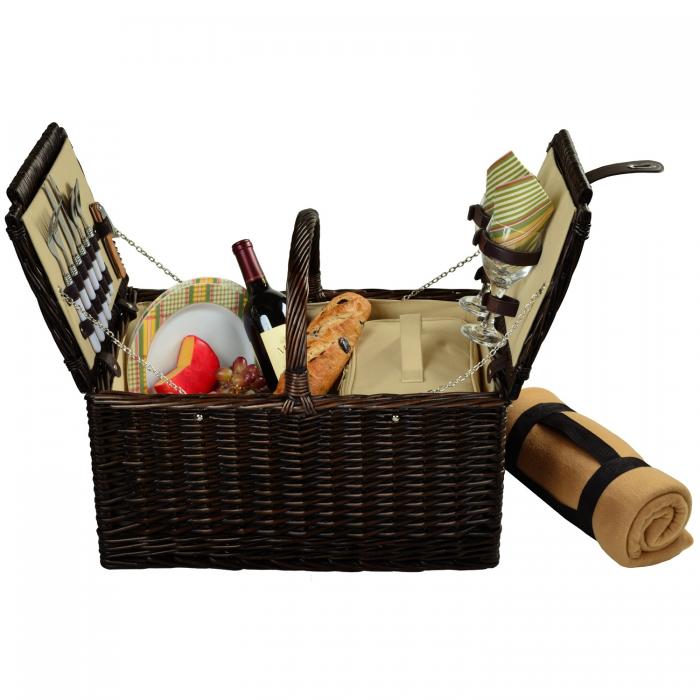 Surrey Willow Picnic Basket with Service for 2 with Blanket – Hamptons