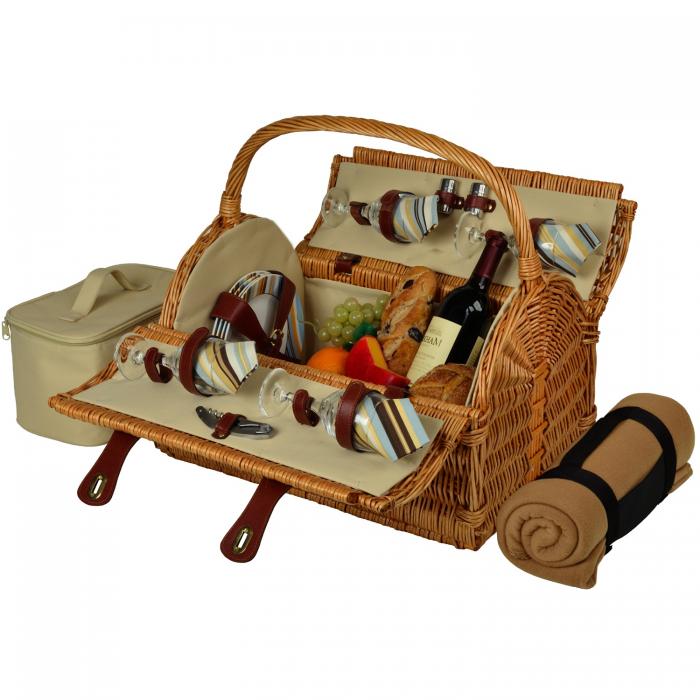 Yorkshire Picnic Basket for Four with Blanket – Santa Cruz