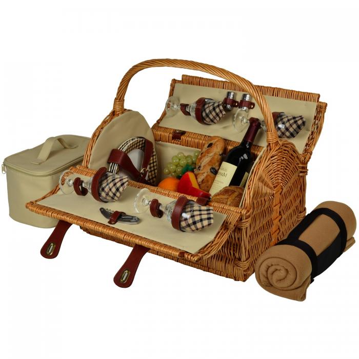 Yorkshire Picnic Basket for Four with Blanket – London Plaid