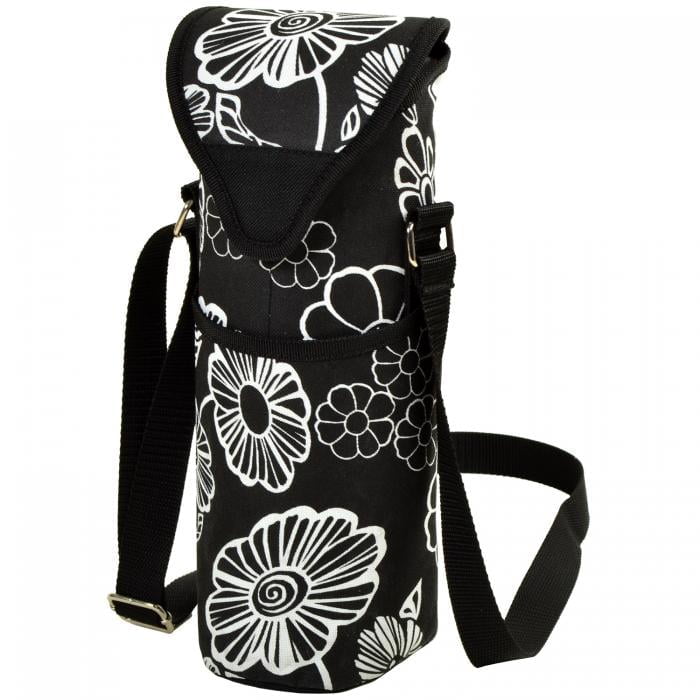 Insulated Wine/Water Bottle Tote with Shoulder Strap –  Night Bloom