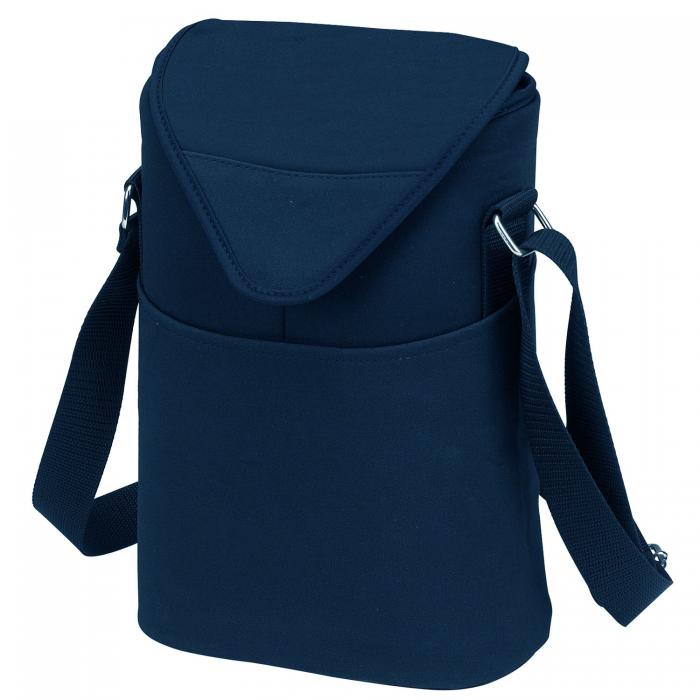 Insulated Wine/Water Bottle Tote with Shoulder Strap –  Navy