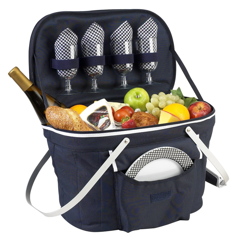 Insulated Picnic Basket Equipped with Service For 4 – Navy