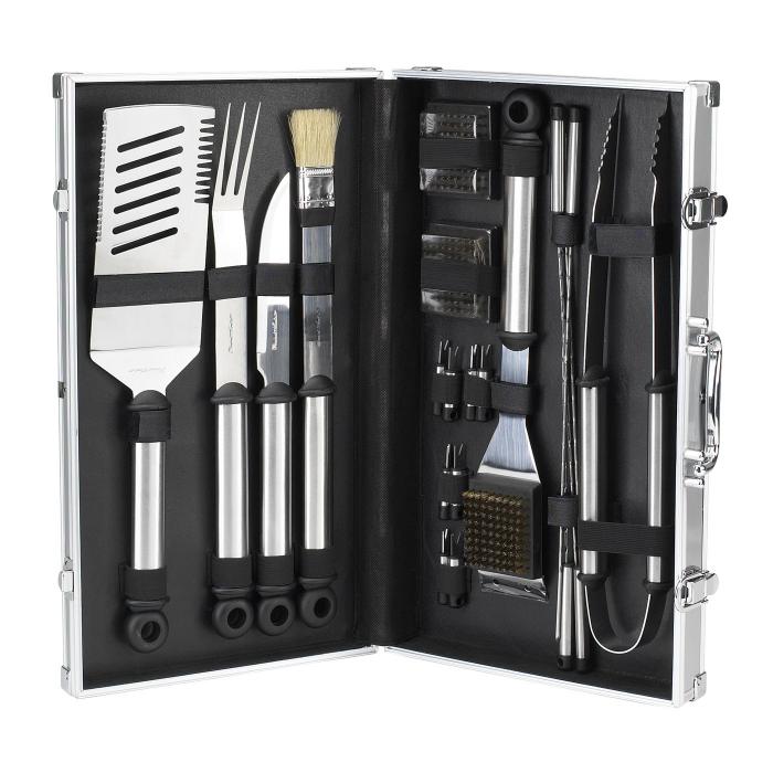 20 Piece Stainless Steel BBQ Barbecue Grill Tool Set with Aluminum Case