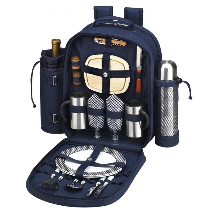 Deluxe Equipped 2 Person Picnic Backpack with Coffee Service, Cooler & Insulated Wine Holder – N