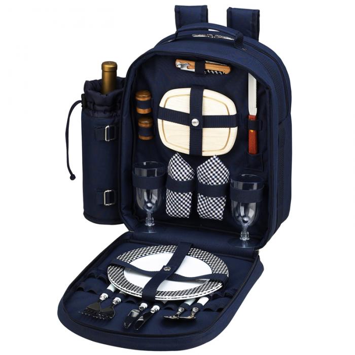 Deluxe Equipped 2 Person Picnic Backpack – Navy