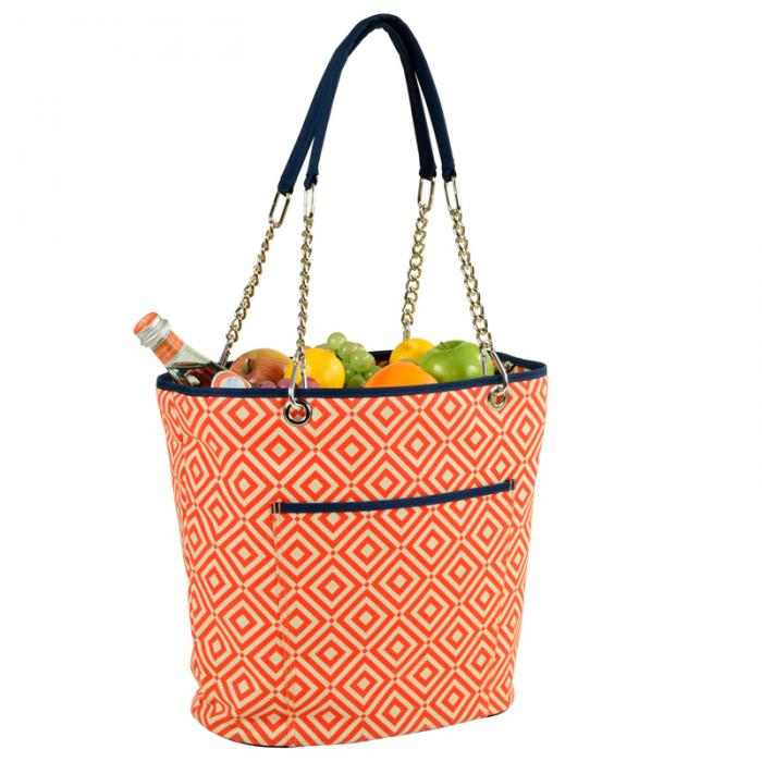 Insulated Fashion Cooler Bag – 22 Can Tote – Orange/Navy