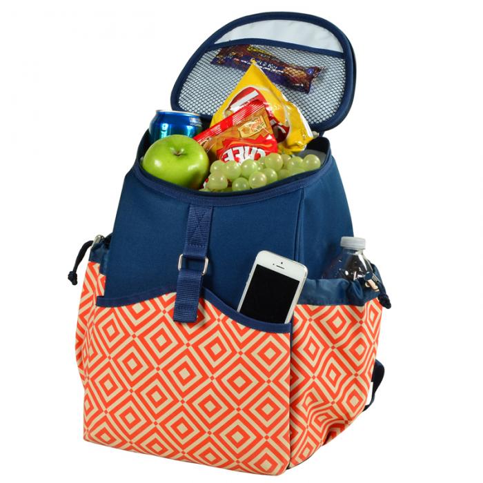 Insulated Backpack Cooler – Orange/Navy
