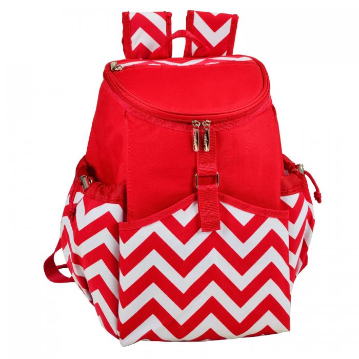 Insulated Backpack Cooler – Red Chevron