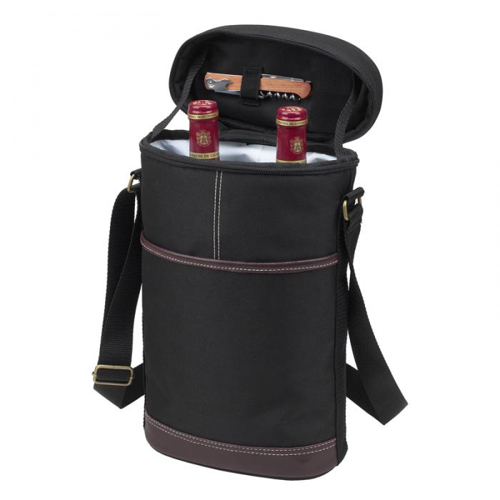 Classic Two Bottle Insulated Wine Carrier – Black
