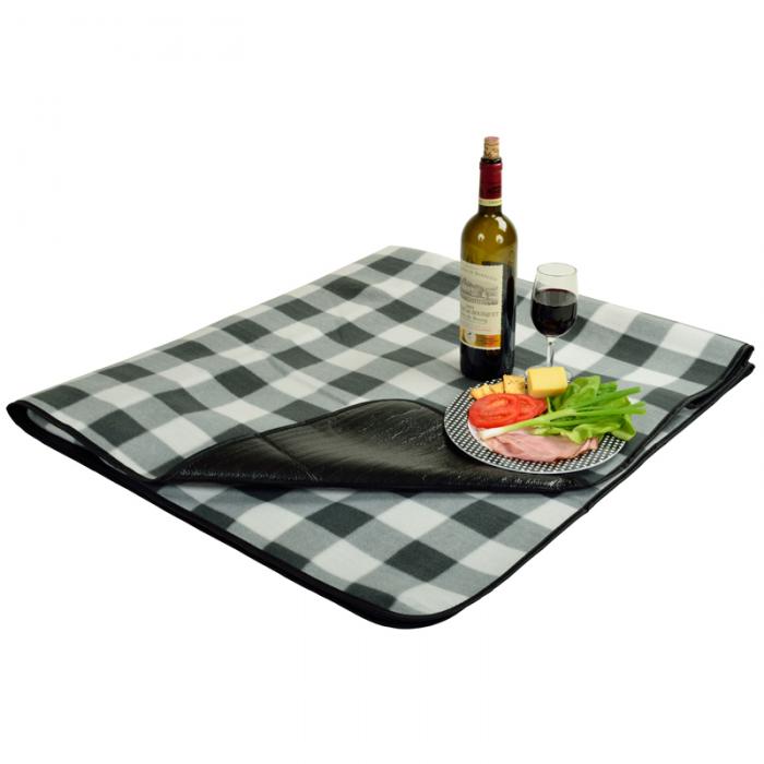 Picnic Blanket With Water Resistant Backing – XL (Charcoal Plaid)