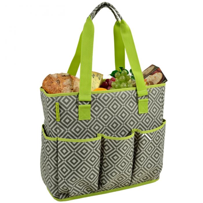 Large Insulated Multi Pocketed Travel Bag with 6 exterior pockets  – Grey/Green
