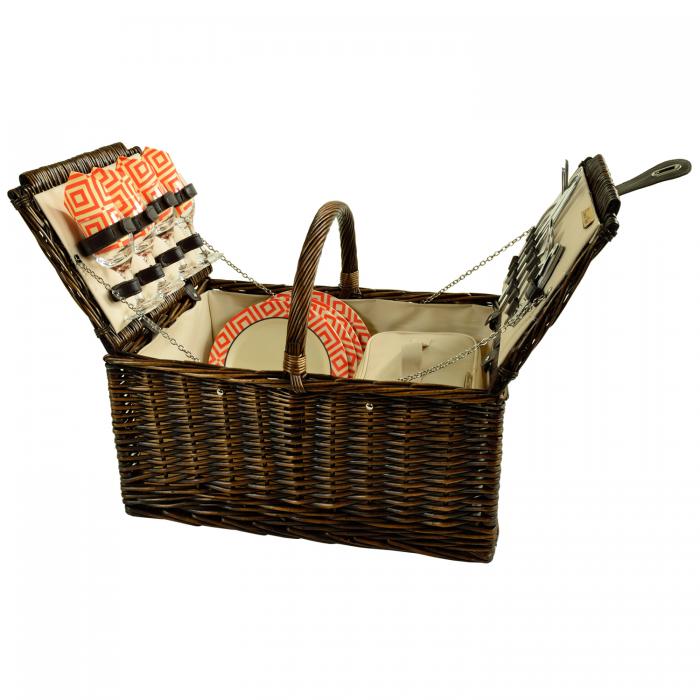 Buckingham Willow Picnic Basket with Service for 4 – Diamond Orange
