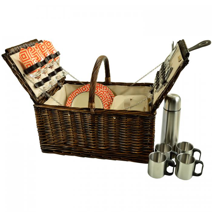 Buckingham Willow Picnic Basket w/Service for 4 and Coffee Service, 714C-DO
