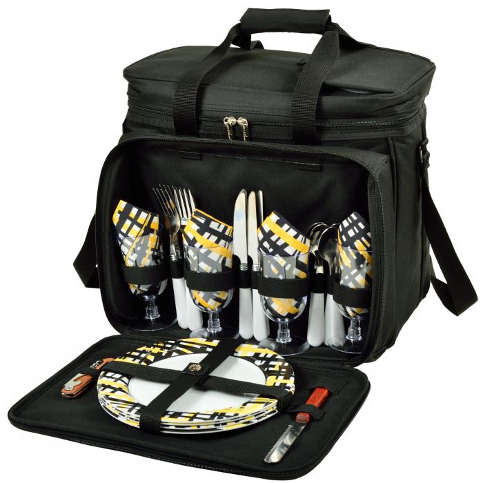 Deluxe Picnic Cooler for Four – Black/Paris