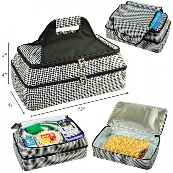 Two Layer Hot/Cold Thermal Food and Casserole Carrier -Houndstooth