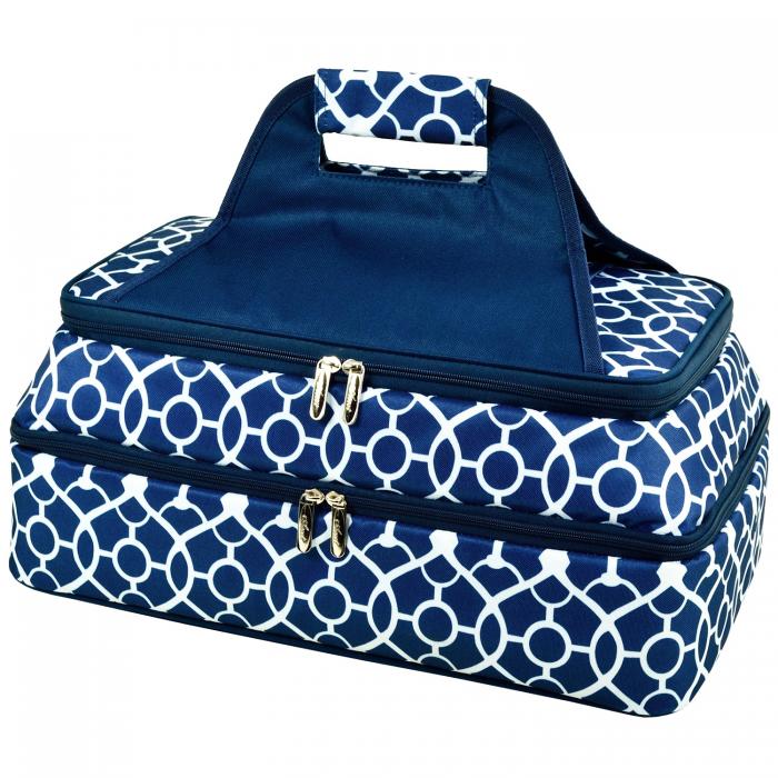 Two Layer Hot/Cold Thermal Food and Casserole Carrier -Trellis Blue