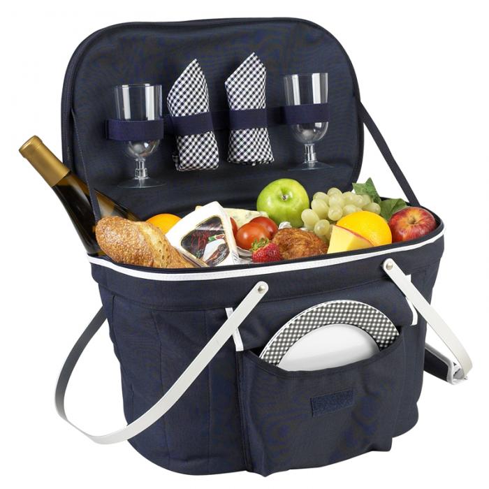 Color Collapsible Picnic Basket for Two, Navy