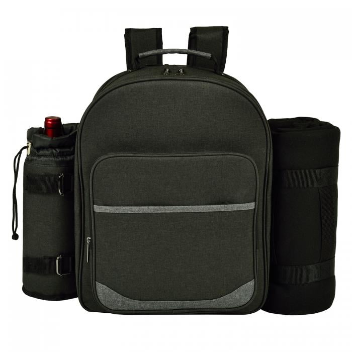 Deluxe Equipped 2 Person Picnic Backpack w/Blanket – Charcoal