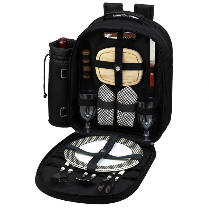 Deluxe Equipped 2 Person Picnic Backpack – Black