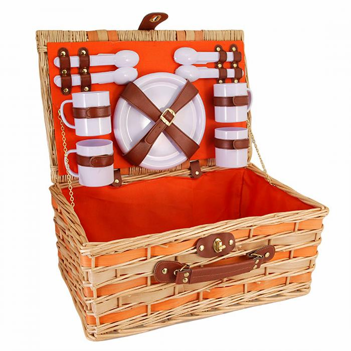 Willow Picnic Basket for Four, Orange