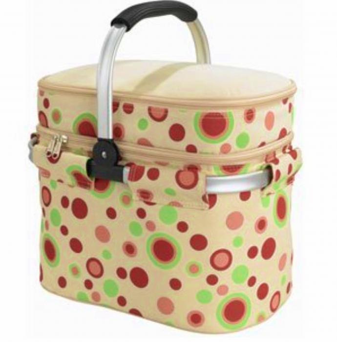 Aluminum Framed Red Picnic Cooler Basket with Blanket