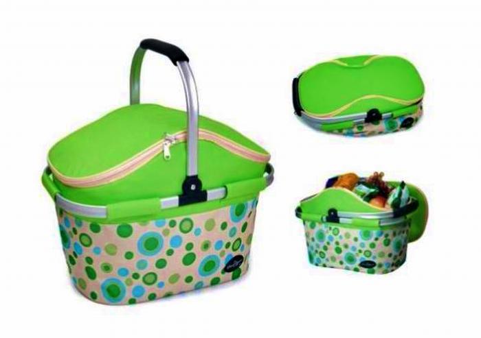 Empty Aluminum Framed Green Picnic Cooler Basket