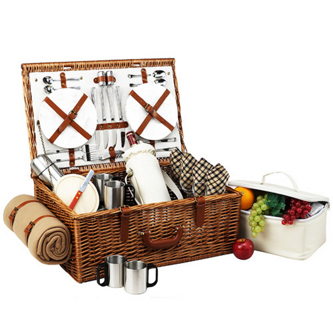 Dorset Picnic Basket for Four with Blanket – London Plaid