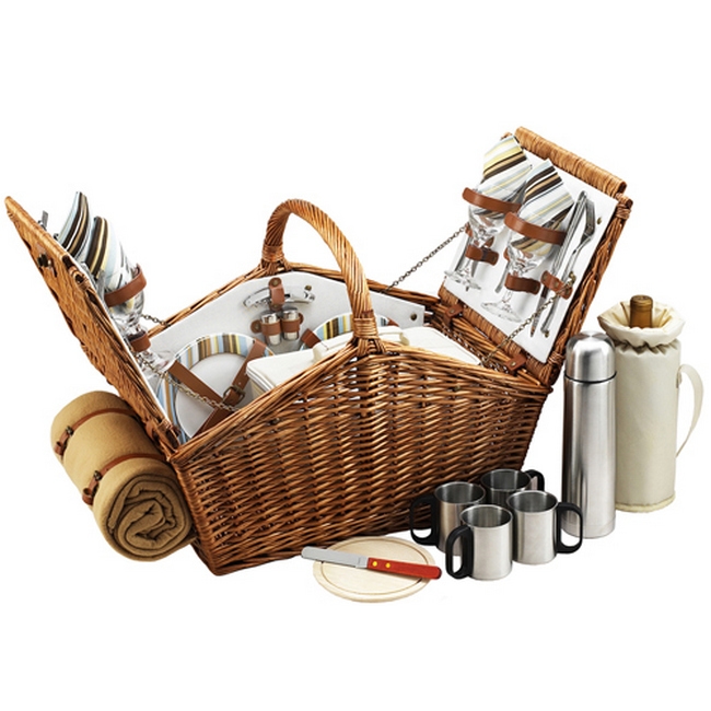 Huntsman Basket for 4 with Coffee Set & Blanket – Santa Cruz