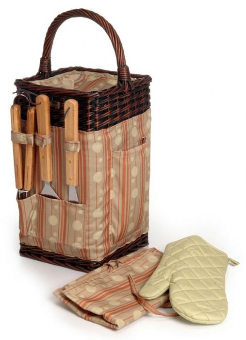 Classique Square Shaped BBQ Basket with Three BBQ Tools