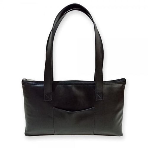 Two Bottle Black Faux Leather Wine Purse