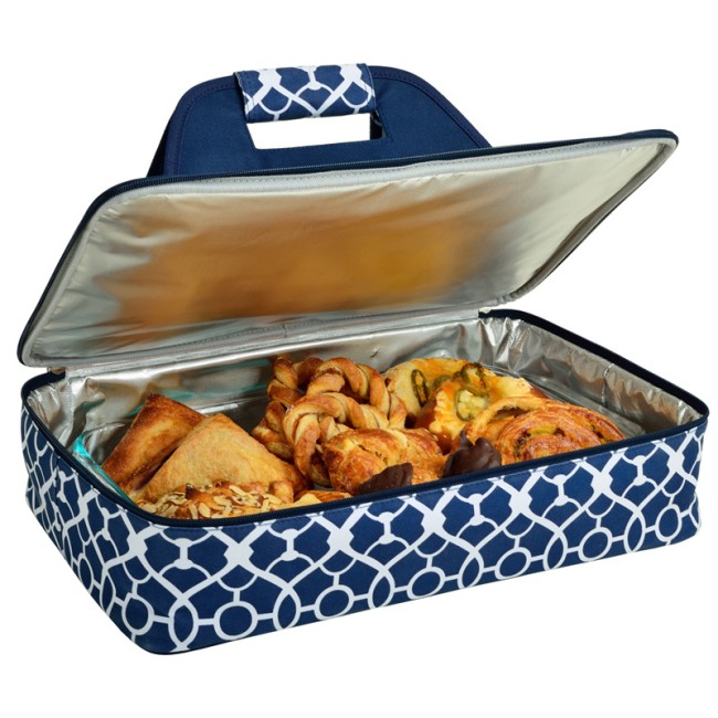Single Layer Insulated Food Carrier – Trellis Blue