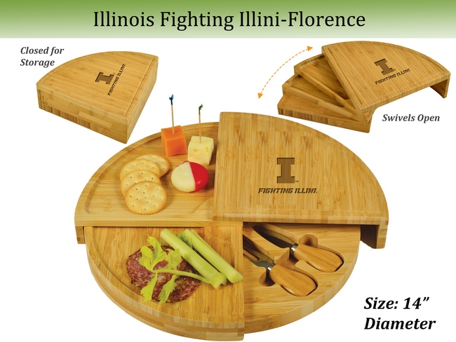 NCAA Illinois University Fighting Illini Bamboo Cheese & Charcuterie Board